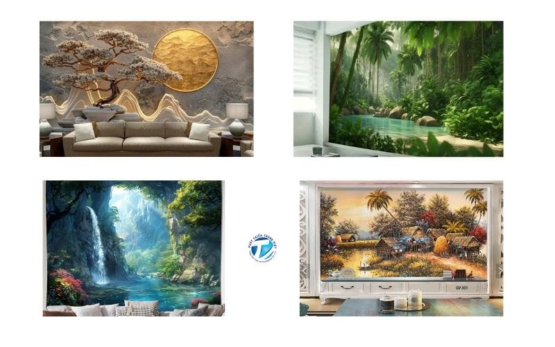 Bí quyết chọn tranh dán tường đẹp cho phòng khách theo phong thủy